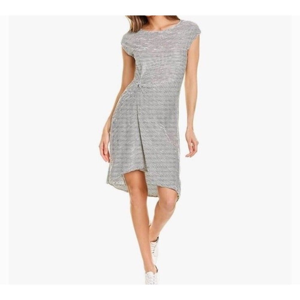 Max Studio Stretch Assyemtrical Tie Front Short Sleeve Dress Size Large